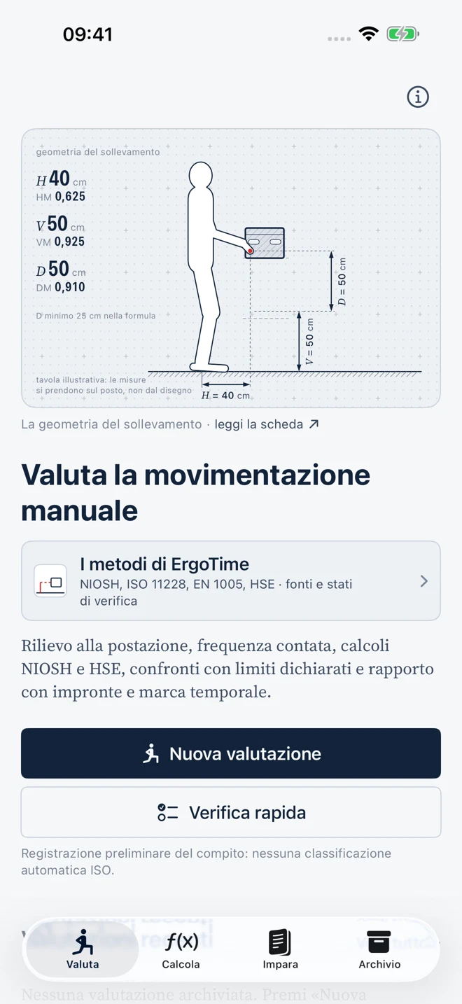 Schermata Valuta di ErgoTime in italiano