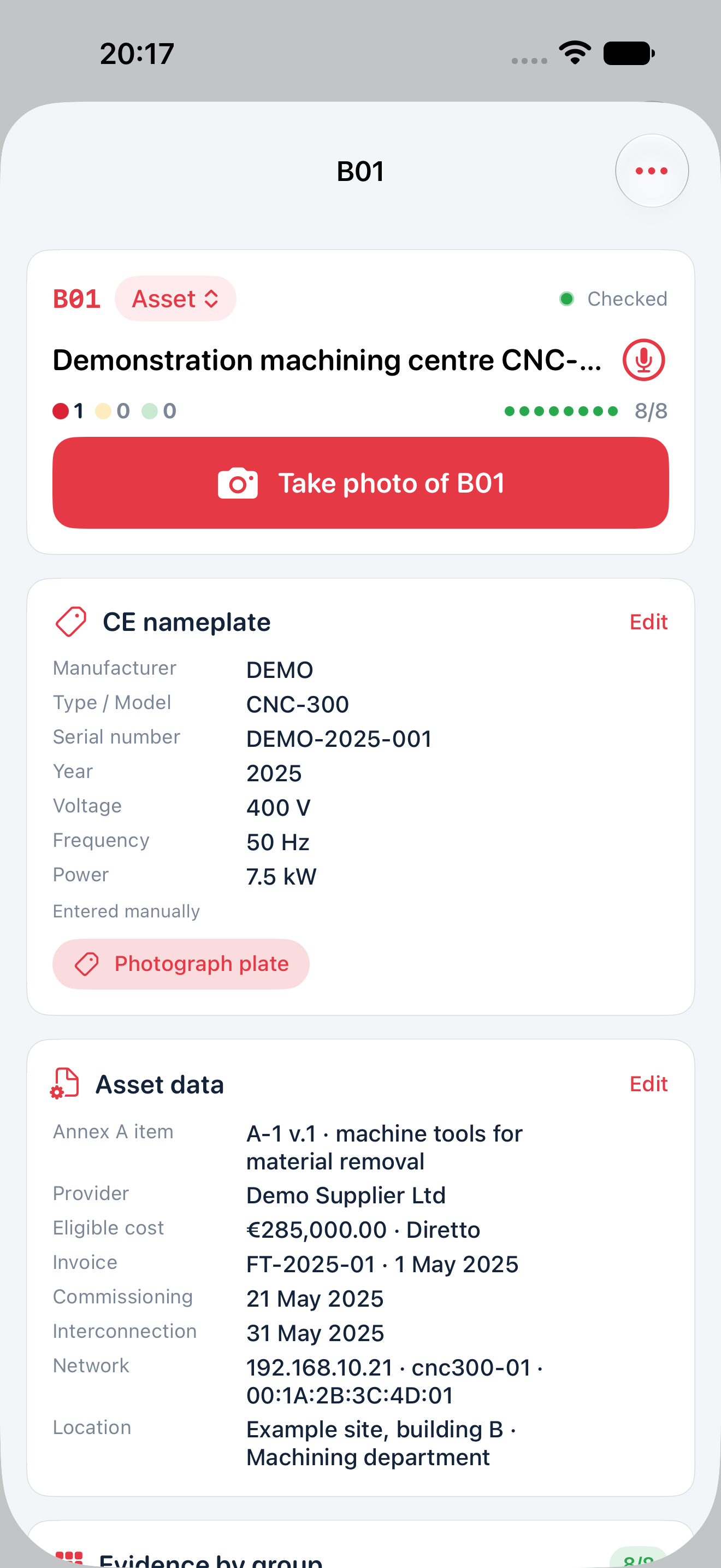 DEMO asset record