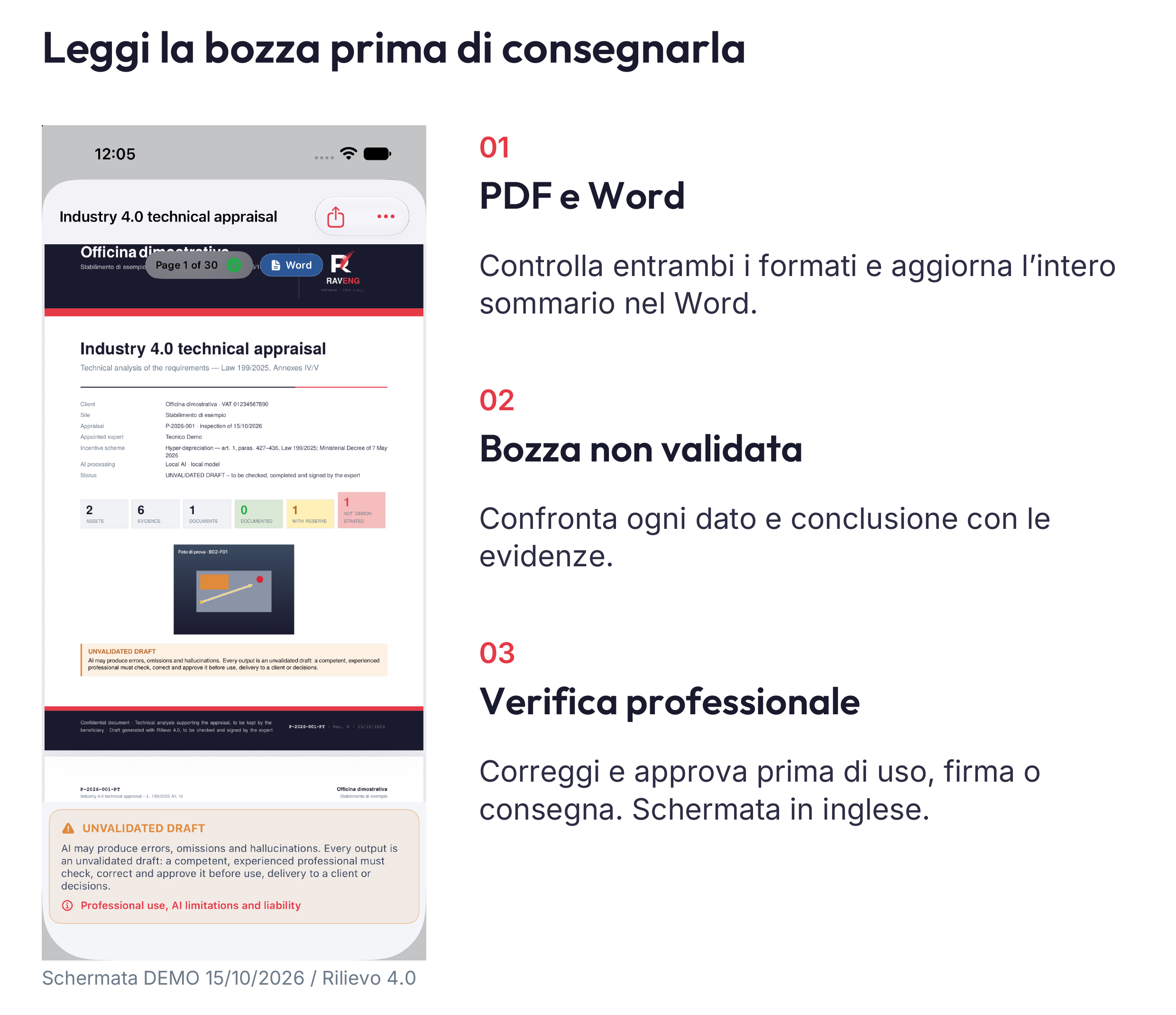 Controllo del documento e aggiornamento completo del sommario prima della revisione professionale finale