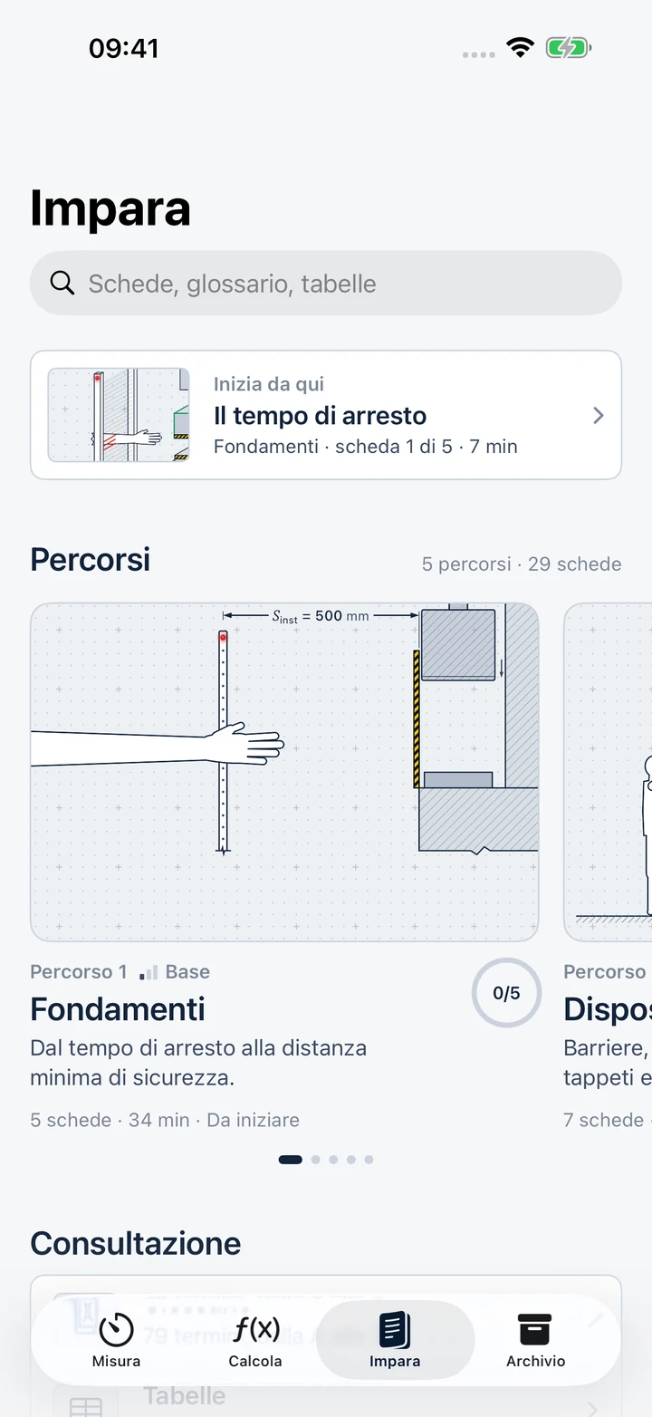 StopTime Learn: article search, reader and learning paths (Italian interface shown)